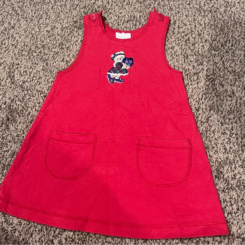 Vintage Healthtex Red Dress with Bear Embroidery